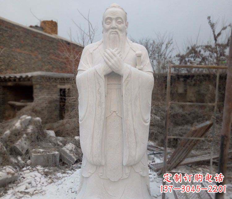 沈阳大理石孔子行教像古代名人石雕