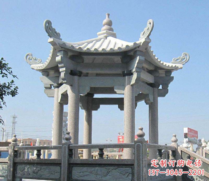 沈阳大理石六角凉亭石雕,为您的家园带来浪漫情怀