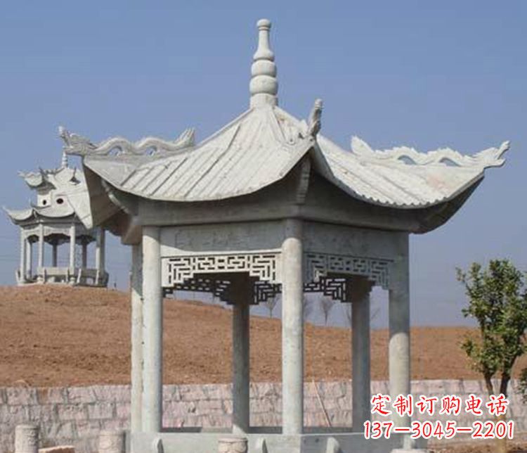 沈阳精美大理石六角凉亭石雕