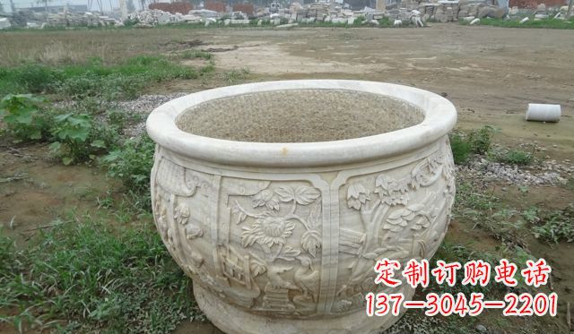 沈阳大理石鸳鸯花盆雕塑