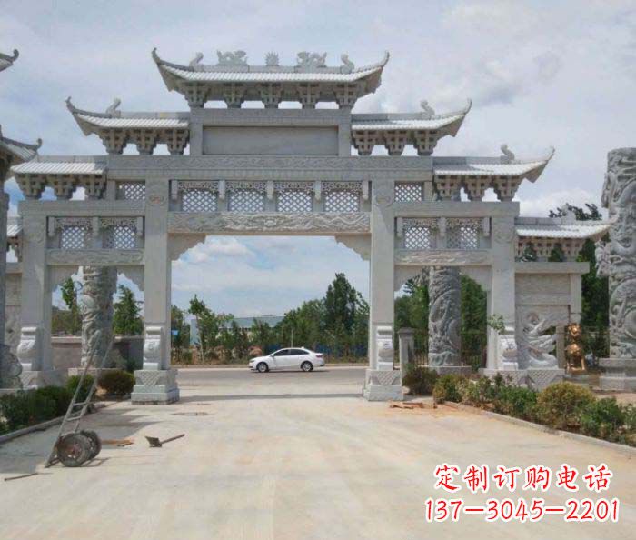 沈阳精美大型村口牌坊石雕