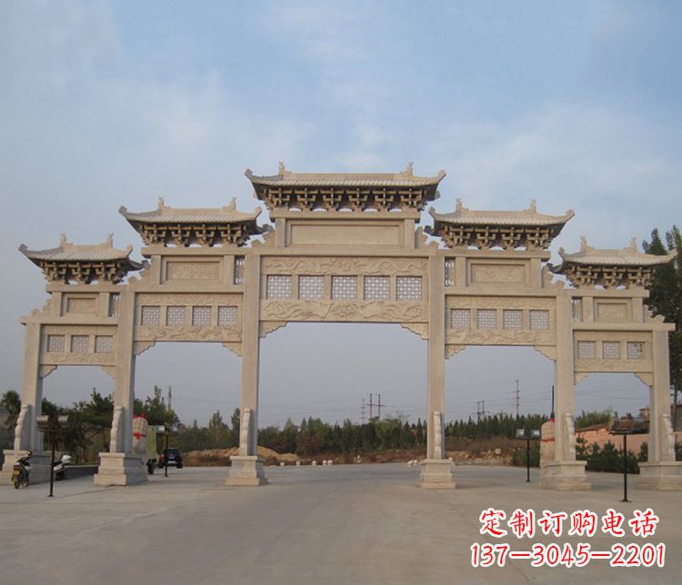 沈阳大型五门牌坊石雕精美雕塑