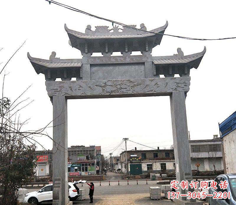 沈阳单门大理石牌坊石雕_1