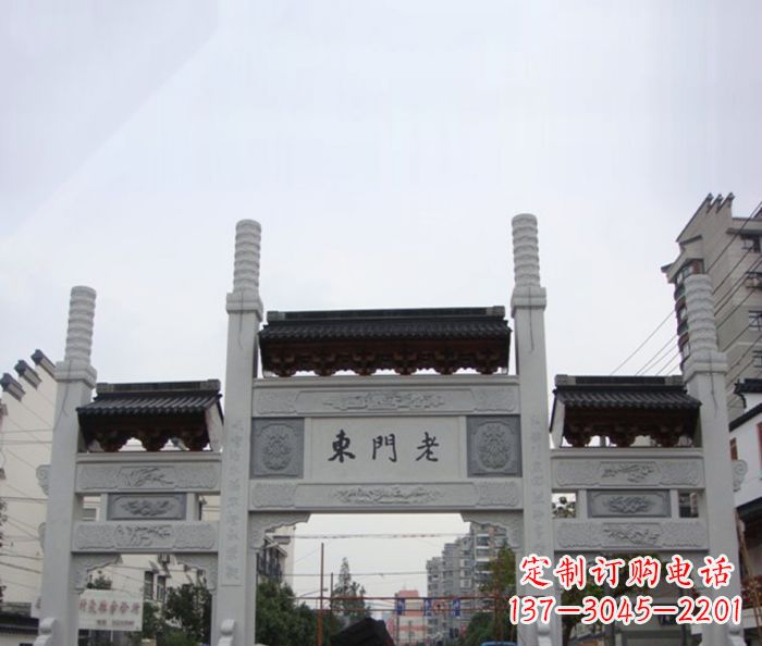 沈阳精美三门石牌坊雕塑
