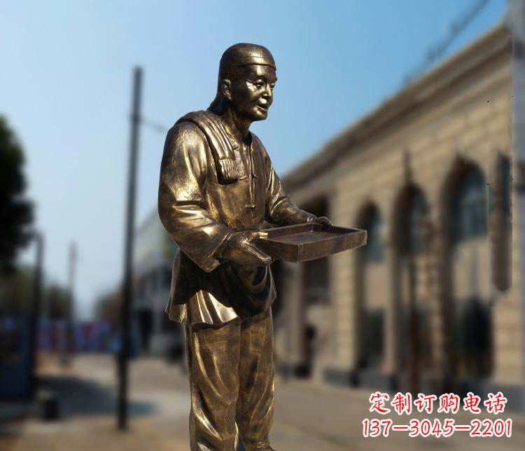 沈阳店小二人物铜雕1