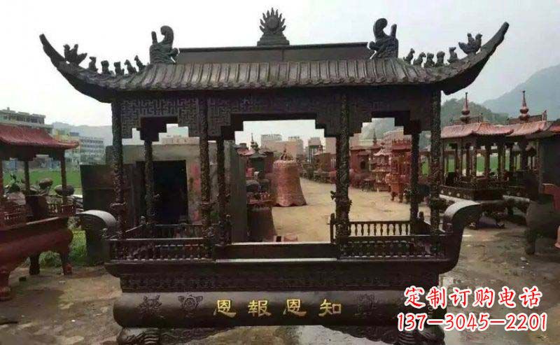 沈阳方形寺庙香炉铜雕