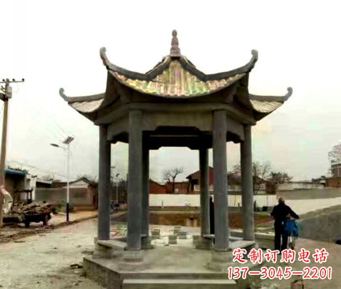 沈阳仿古六角凉亭石雕 (3)
