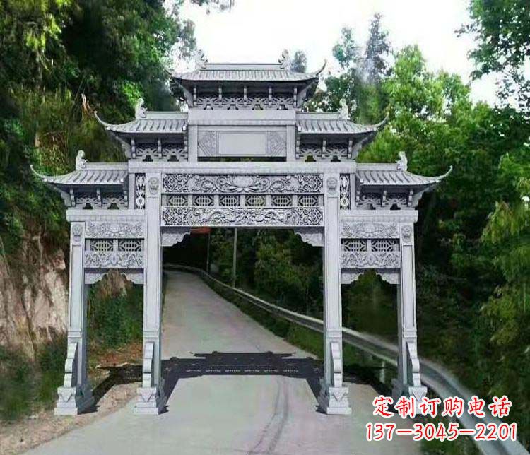 沈阳仿古三门牌坊石雕