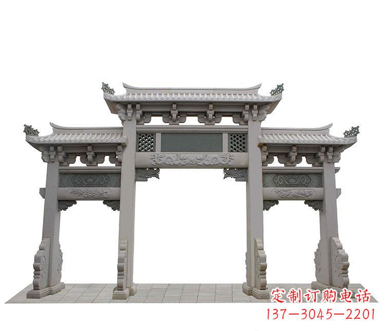 沈阳仿古三门石牌坊石雕