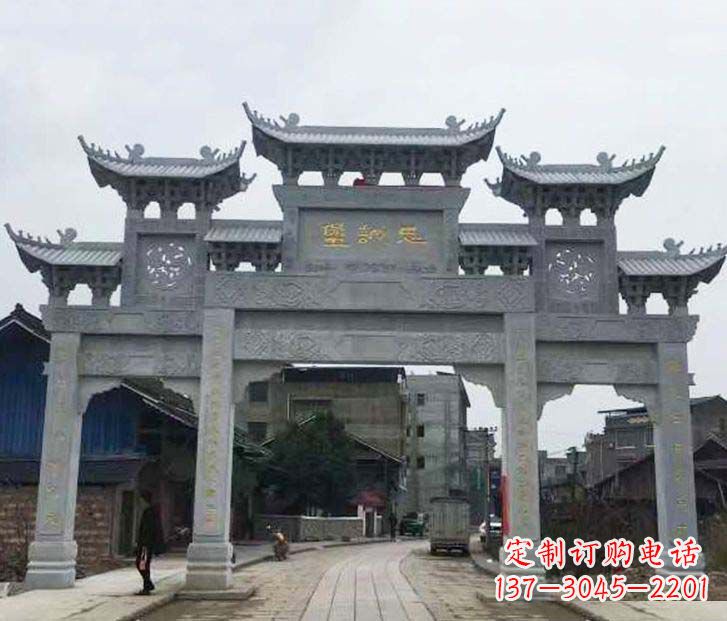 沈阳仿古三门五楼牌坊石雕