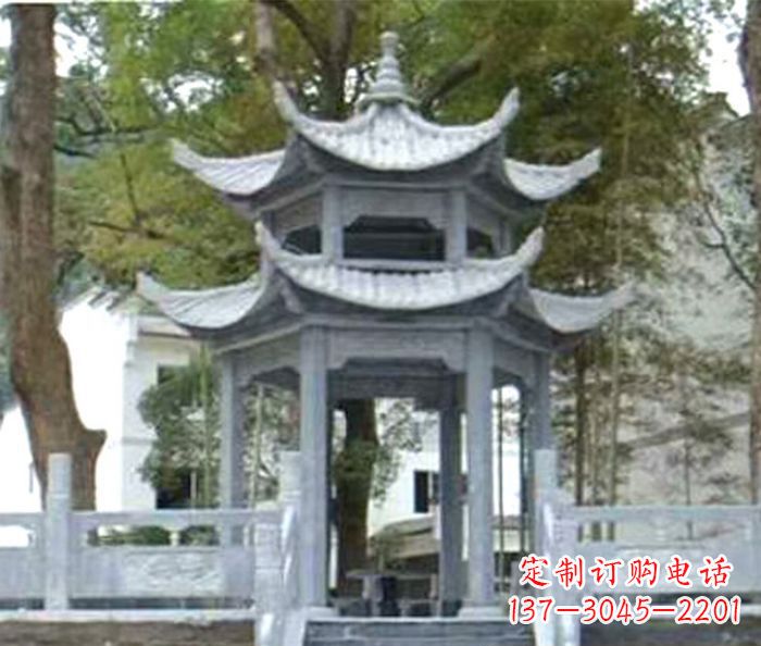 沈阳仿古园林双层石雕凉亭