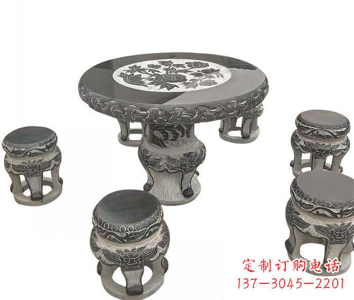 沈阳仿古圆形石桌凳雕塑