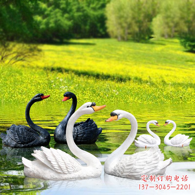 沈阳精致定制黑白天鹅玻璃钢雕塑
