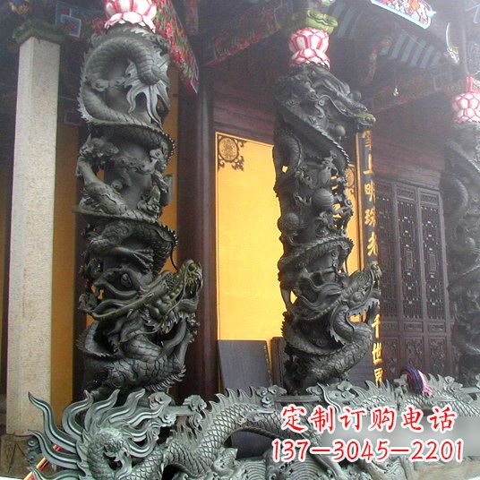 沈阳高浮雕铜雕盘龙柱