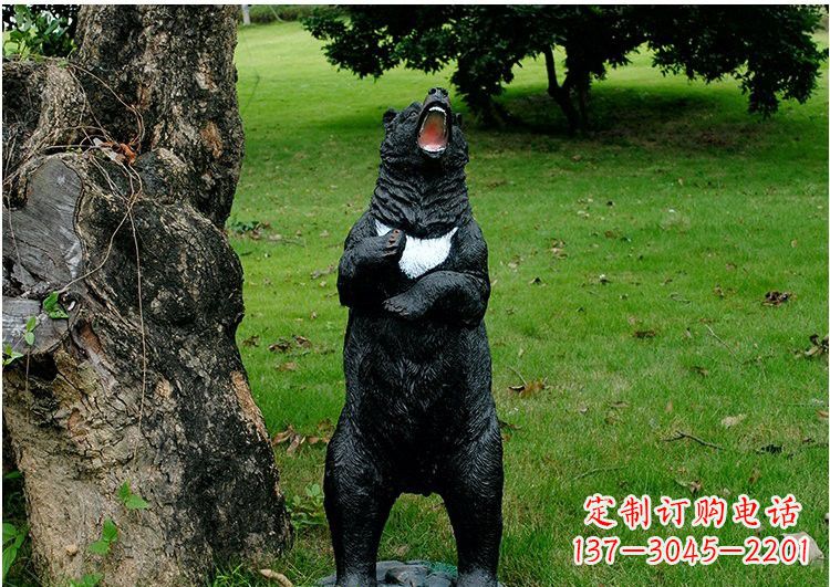 沈阳公园风情玻璃钢仿真黑熊雕塑