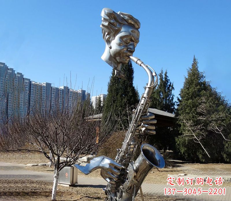 沈阳纪念性不锈钢萨克斯头像雕塑
