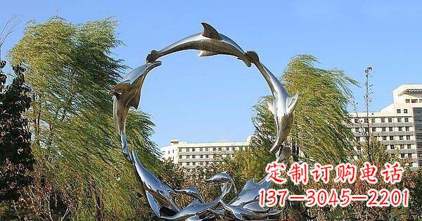 沈阳华丽精致的不锈钢海豚雕塑