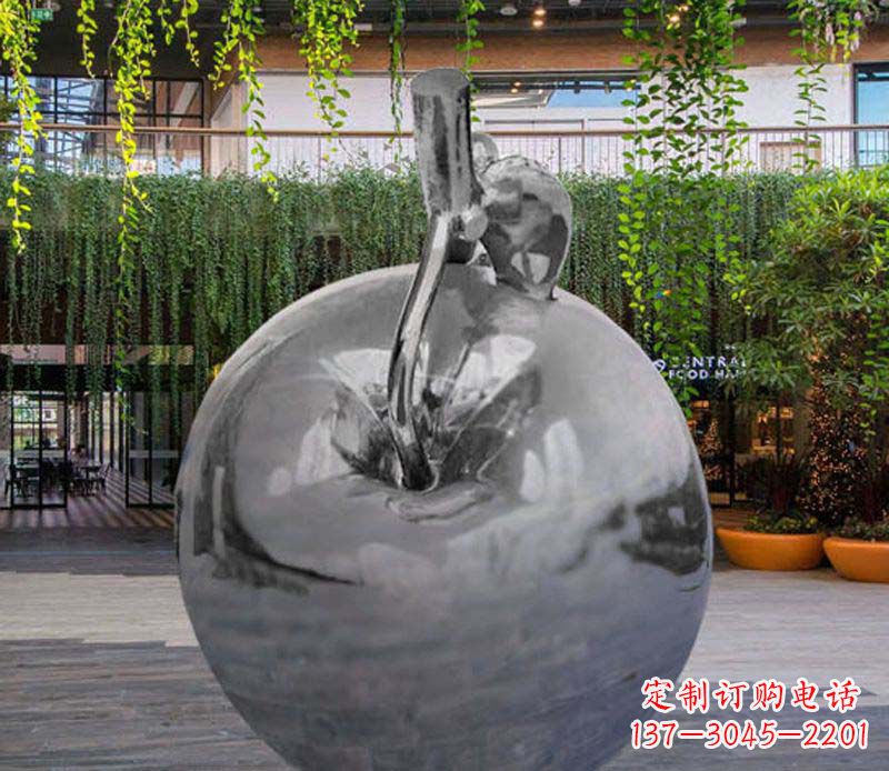 沈阳公园时尚不锈钢镜面苹果雕塑