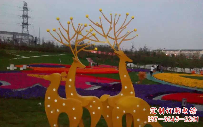 沈阳不锈钢美陈动物鹿雕塑