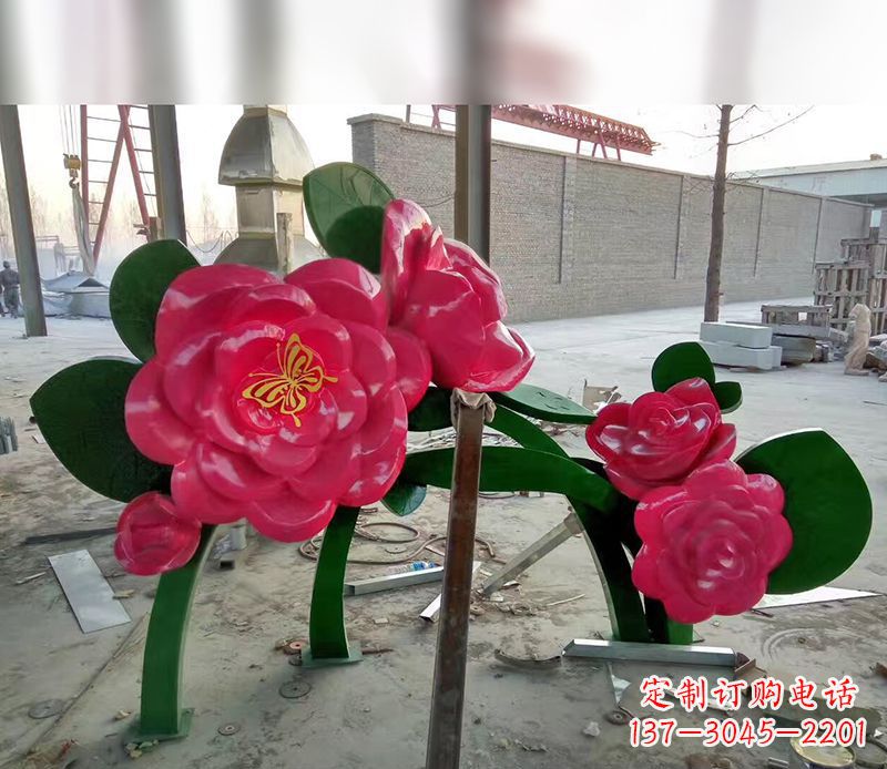 沈阳中领雕塑花朵般精美的不锈钢牡丹雕塑