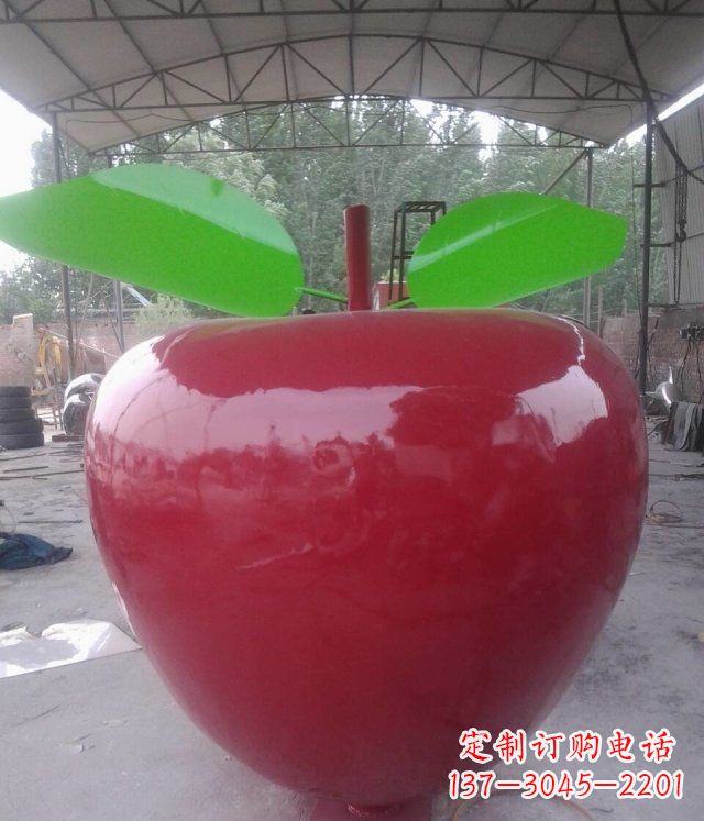沈阳黑凤凰不锈钢苹果景观雕塑