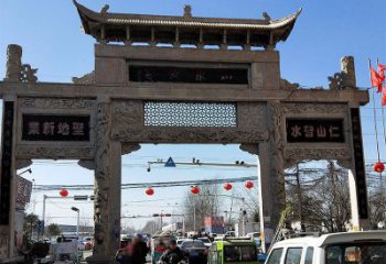 沈阳仿古道路牌坊石雕 (2)