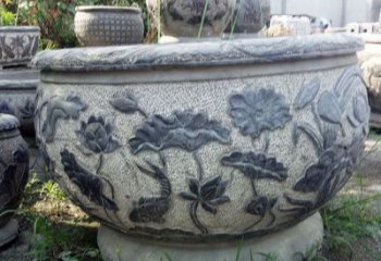 沈阳仿古荷花石浮雕水缸 (2)