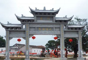 沈阳仿古三门牌坊石雕 (5)