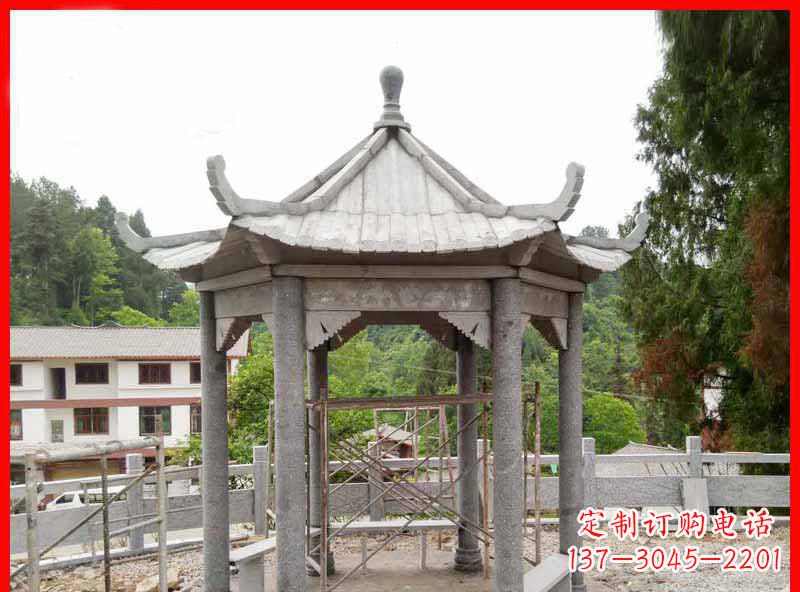 沈阳精美大理石六角石凉亭雕塑