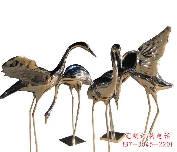 沈阳三角中国领雕塑不锈钢仙鹤雕塑