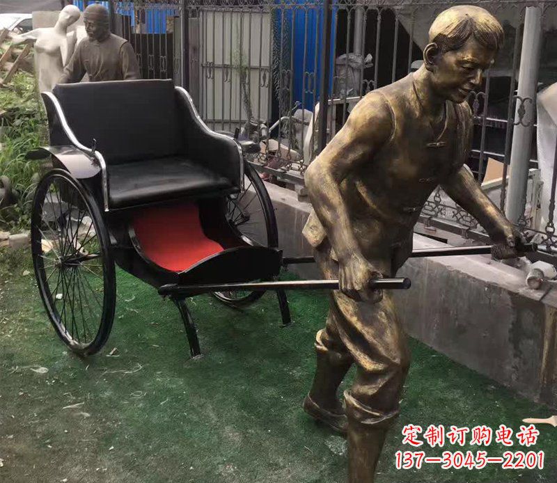 沈阳精美铜雕车夫人物雕塑