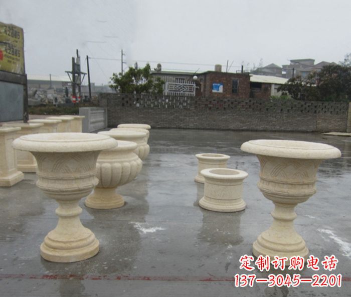 沈阳完美绽放——大理石花盆石雕