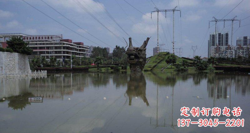 沈阳公园龙头景观铜雕