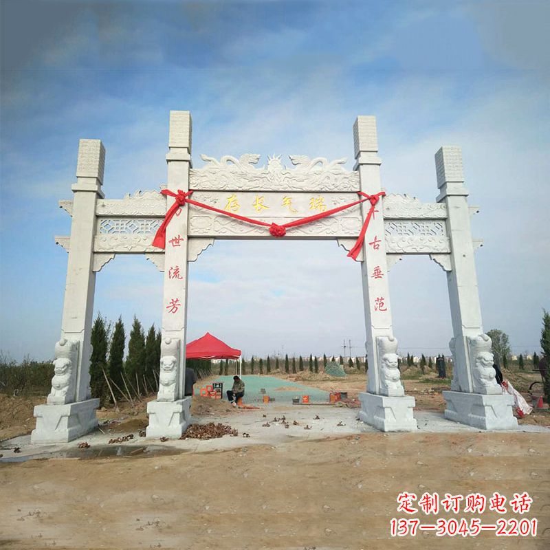 沈阳中领雕塑专业定制公园三间四柱牌坊雕塑