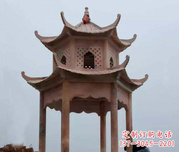 沈阳中领雕塑双层六角石雕凉亭
