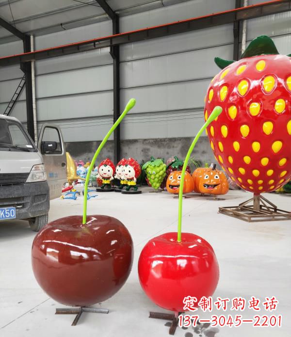沈阳领雕塑玻璃钢仿真樱桃水果雕塑