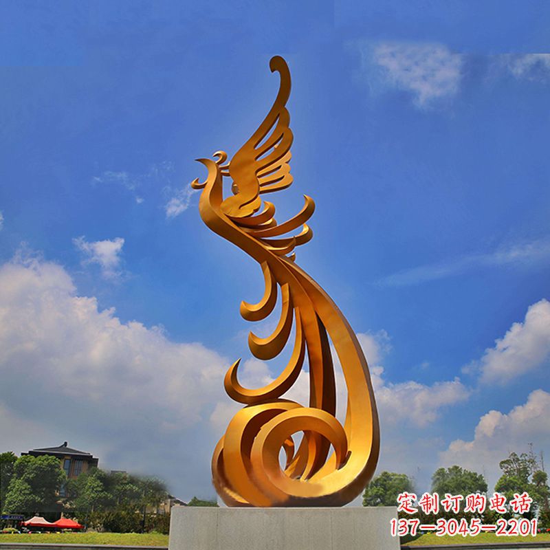 沈阳广场大型凤凰不锈钢雕塑