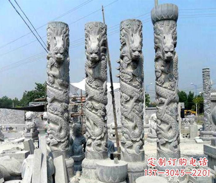 沈阳广场景观大理石龙柱石雕 (4)