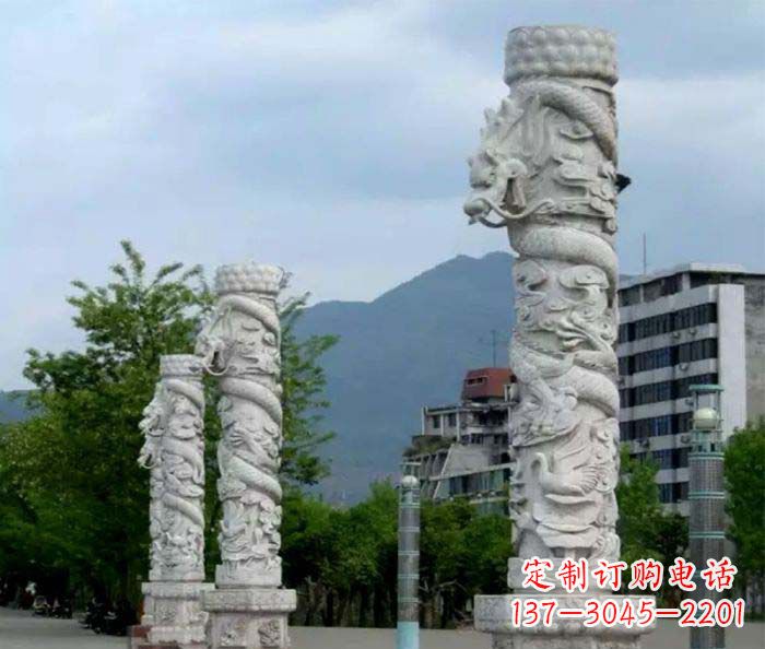 沈阳广场景观大理石龙柱石雕 (3)