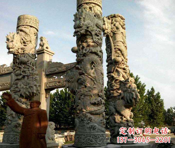 沈阳广场景观大理石龙柱石雕