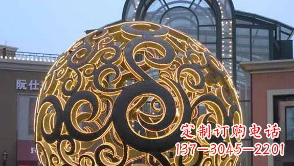 沈阳镂空球形喷泉雕塑无锈钢精美装点空间