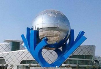 沈阳中领雕塑打造把地球握在手中精致不锈钢抽象雕塑