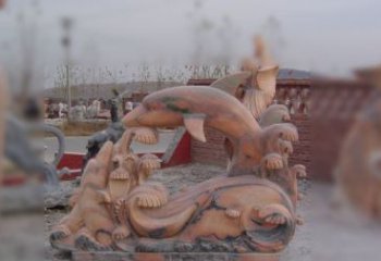 沈阳海豚海浪石雕，精美艺术品