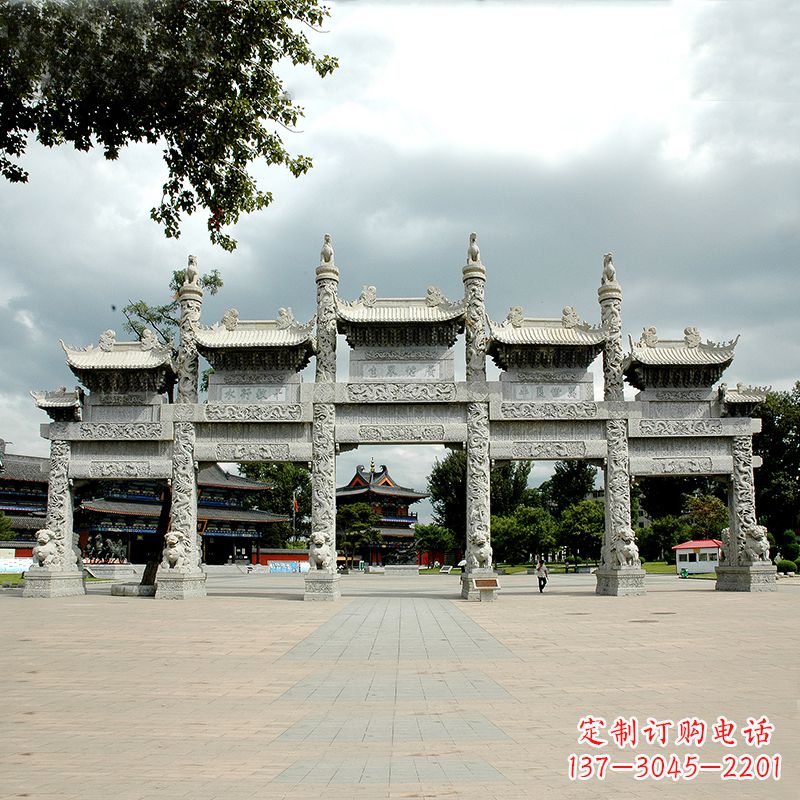 沈阳精美五门石牌坊雕塑定制