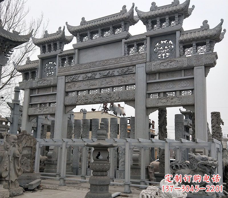 沈阳京中领雕塑:牌坊石雕定制