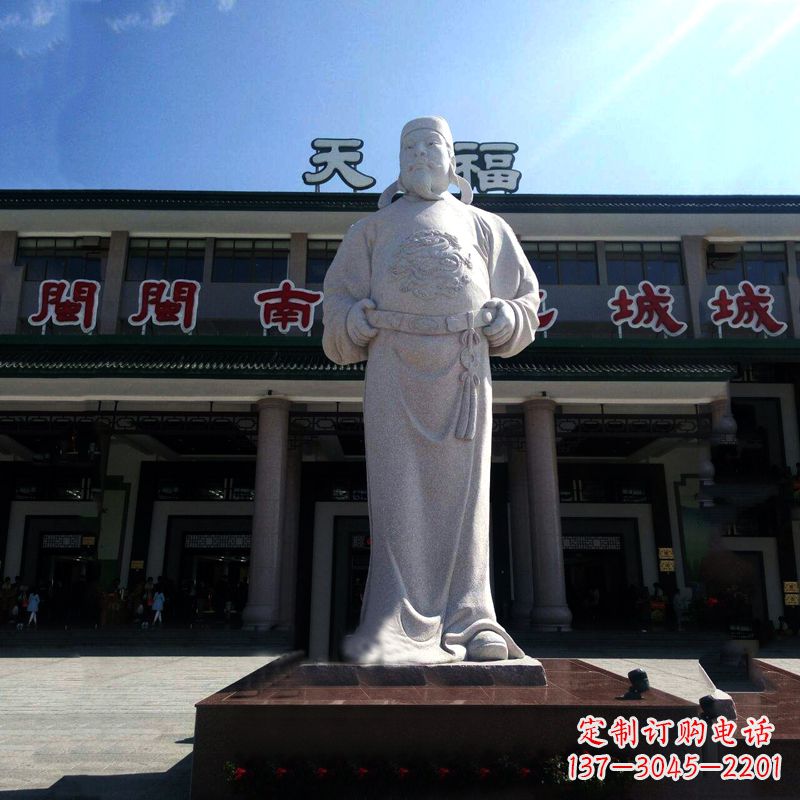 沈阳李世民汉白玉石雕像