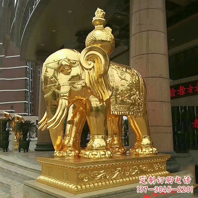 沈阳鎏金大门大象铜雕，招财辟邪吉祥动物雕塑