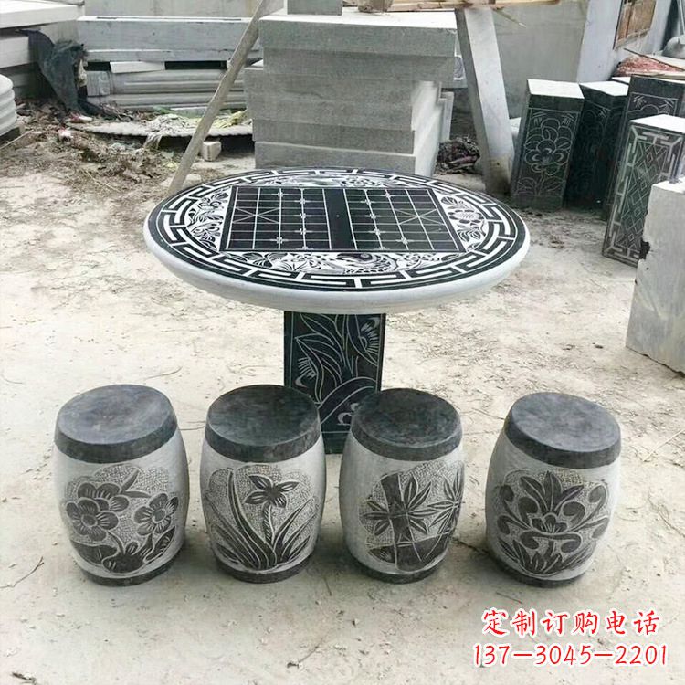 沈阳精美梅兰竹菊形石桌凳，无与伦比的艺术美感