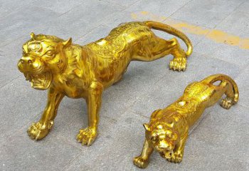 沈阳鎏金老虎，铜雕工艺精美