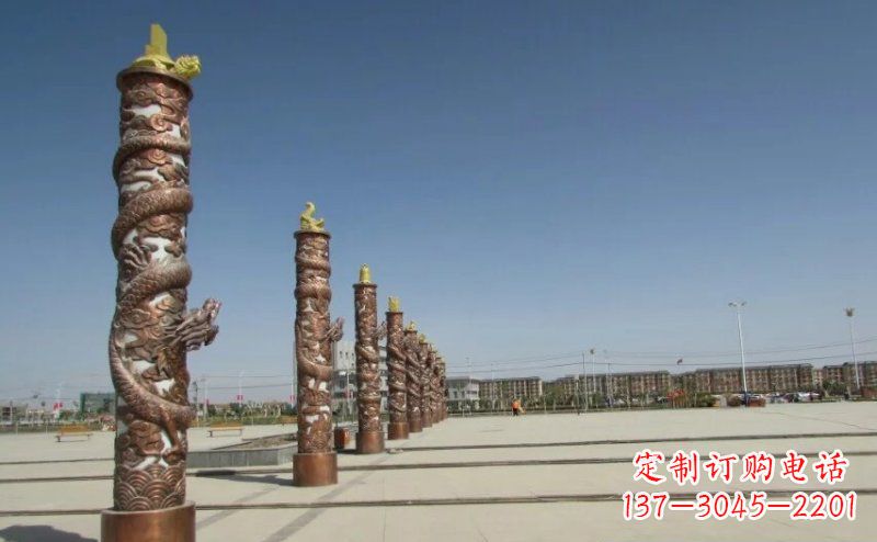 沈阳中领雕塑|专业定制盘龙柱广场柱子铜雕